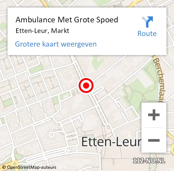 Locatie op kaart van de 112 melding: Ambulance Met Grote Spoed Naar Etten-Leur, Markt op 27 april 2018 19:21