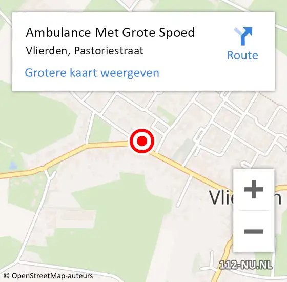 Locatie op kaart van de 112 melding: Ambulance Met Grote Spoed Naar Vlierden, Pastoriestraat op 27 april 2018 19:48