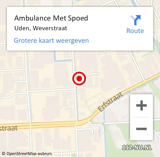 Locatie op kaart van de 112 melding: Ambulance Met Spoed Naar Uden, Weverstraat op 27 april 2018 20:35