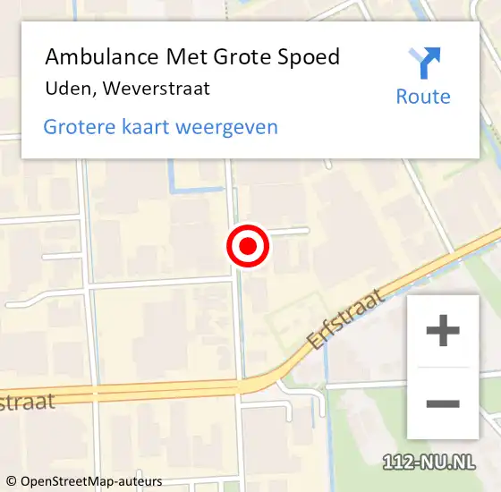 Locatie op kaart van de 112 melding: Ambulance Met Grote Spoed Naar Uden, Weverstraat op 27 april 2018 20:38