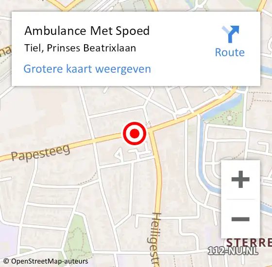 Locatie op kaart van de 112 melding: Ambulance Met Spoed Naar Tiel, Prinses Beatrixlaan op 27 april 2018 20:51
