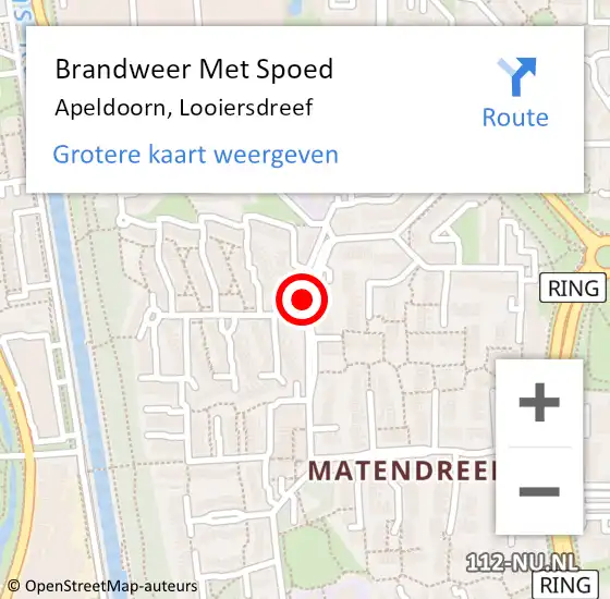 Locatie op kaart van de 112 melding: Brandweer Met Spoed Naar Apeldoorn, Looiersdreef op 27 april 2018 21:47