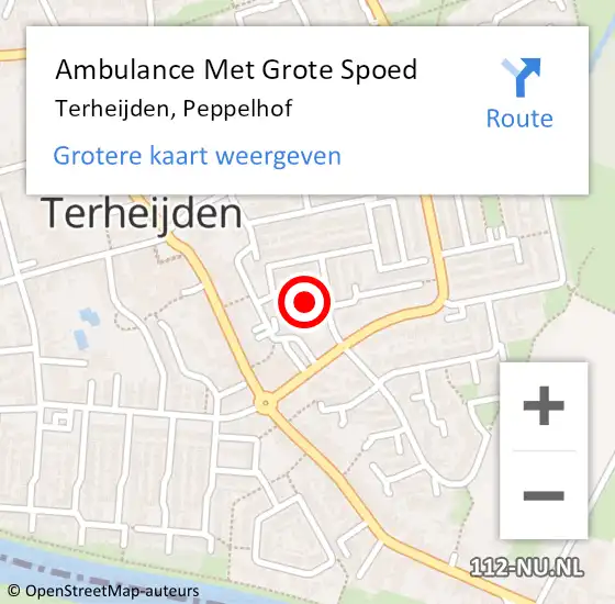 Locatie op kaart van de 112 melding: Ambulance Met Grote Spoed Naar Terheijden, Peppelhof op 27 april 2018 22:05