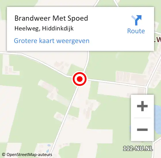 Locatie op kaart van de 112 melding: Brandweer Met Spoed Naar Heelweg, Hiddinkdijk op 27 april 2018 22:29