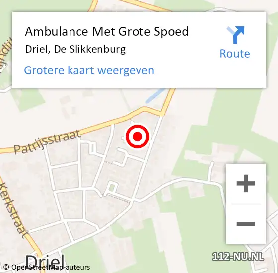 Locatie op kaart van de 112 melding: Ambulance Met Grote Spoed Naar Driel, De Slikkenburg op 27 april 2018 22:34