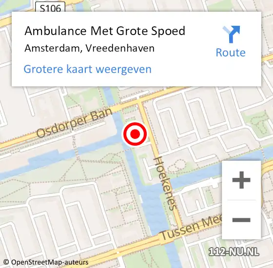 Locatie op kaart van de 112 melding: Ambulance Met Grote Spoed Naar Amsterdam, Vreedenhaven op 27 april 2018 23:01