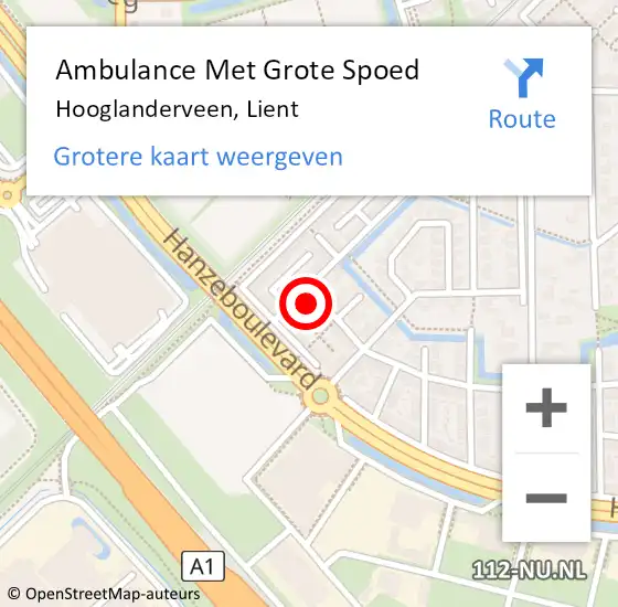 Locatie op kaart van de 112 melding: Ambulance Met Grote Spoed Naar Hooglanderveen, Lient op 27 april 2018 23:22