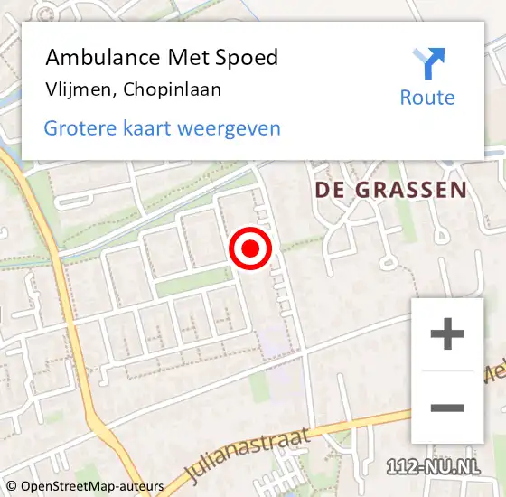 Locatie op kaart van de 112 melding: Ambulance Met Spoed Naar Vlijmen, Chopinlaan op 27 april 2018 23:46