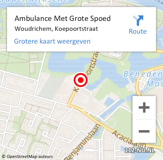 Locatie op kaart van de 112 melding: Ambulance Met Grote Spoed Naar Woudrichem, Koepoortstraat op 27 april 2018 23:48