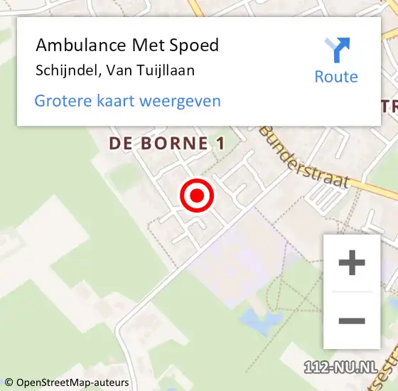 Locatie op kaart van de 112 melding: Ambulance Met Spoed Naar Schijndel, Van Tuijllaan op 28 april 2018 00:15