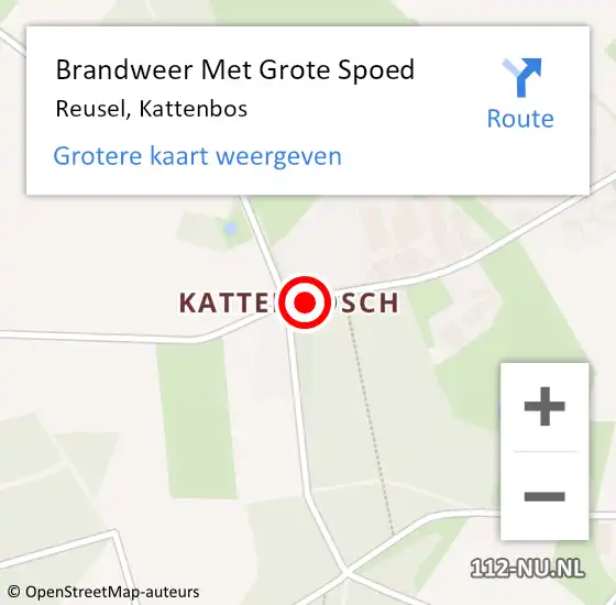 Locatie op kaart van de 112 melding: Brandweer Met Grote Spoed Naar Reusel, Kattenbos op 28 april 2018 00:21