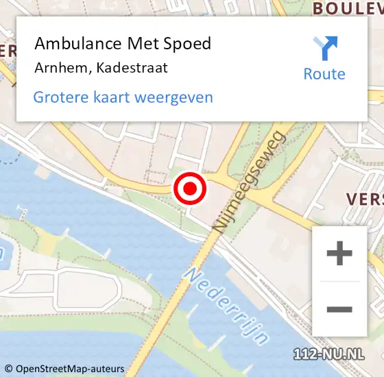 Locatie op kaart van de 112 melding: Ambulance Met Spoed Naar Arnhem, Kadestraat op 28 april 2018 00:32