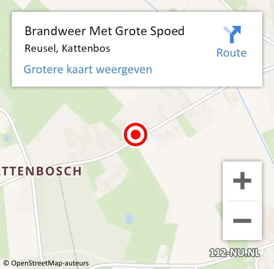 Locatie op kaart van de 112 melding: Brandweer Met Grote Spoed Naar Reusel, Kattenbos op 28 april 2018 00:38