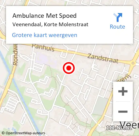 Locatie op kaart van de 112 melding: Ambulance Met Spoed Naar Veenendaal, Korte Molenstraat op 28 april 2018 01:28