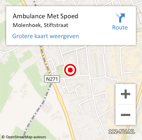 Locatie op kaart van de 112 melding: Ambulance Met Spoed Naar Molenhoek, Stiftstraat op 23 februari 2014 15:55