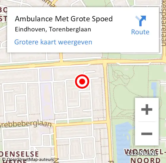 Locatie op kaart van de 112 melding: Ambulance Met Grote Spoed Naar Eindhoven, Torenberglaan op 28 april 2018 05:31