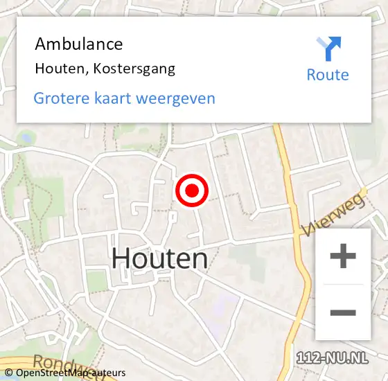 Locatie op kaart van de 112 melding: Ambulance Houten, Kostersgang op 28 april 2018 05:58