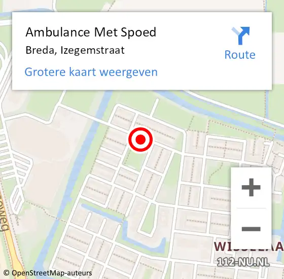 Locatie op kaart van de 112 melding: Ambulance Met Spoed Naar Breda, Izegemstraat op 28 april 2018 07:25