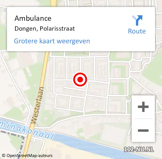 Locatie op kaart van de 112 melding: Ambulance Dongen, Polarisstraat op 28 april 2018 08:24