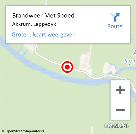 Locatie op kaart van de 112 melding: Brandweer Met Spoed Naar Akkrum, Leppedyk op 28 april 2018 09:23