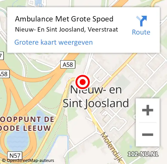 Locatie op kaart van de 112 melding: Ambulance Met Grote Spoed Naar Nieuw- En Sint Joosland, Veerstraat op 23 februari 2014 16:15