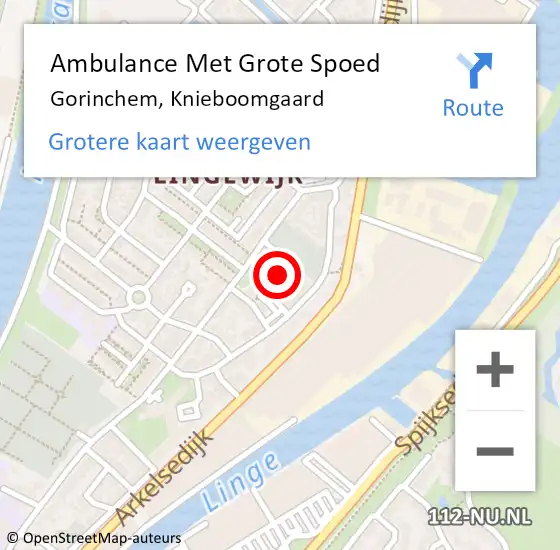 Locatie op kaart van de 112 melding: Ambulance Met Grote Spoed Naar Gorinchem, Knieboomgaard op 28 april 2018 09:48