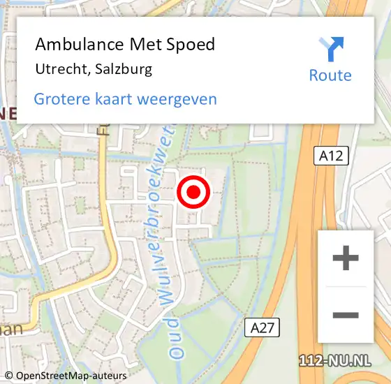 Locatie op kaart van de 112 melding: Ambulance Met Spoed Naar Utrecht, Salzburg op 28 april 2018 09:51