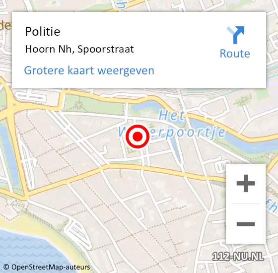 Locatie op kaart van de 112 melding: Politie Hoorn Nh, Spoorstraat op 28 april 2018 10:16