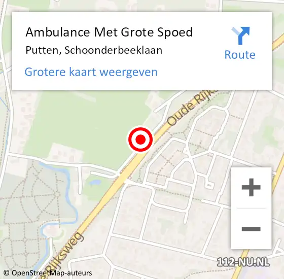 Locatie op kaart van de 112 melding: Ambulance Met Grote Spoed Naar Putten, Schoonderbeeklaan op 28 april 2018 10:29