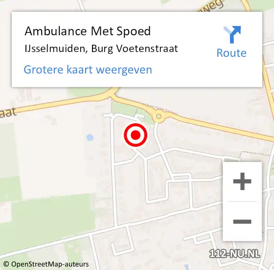 Locatie op kaart van de 112 melding: Ambulance Met Spoed Naar IJsselmuiden, Burg Voetenstraat op 28 april 2018 10:56