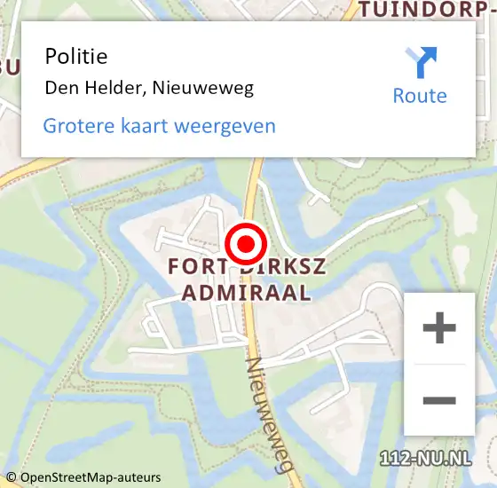 Locatie op kaart van de 112 melding: Politie Den Helder, Nieuweweg op 28 april 2018 11:19