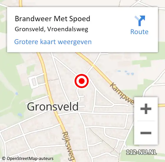 Locatie op kaart van de 112 melding: Brandweer Met Spoed Naar Gronsveld, Vroendalsweg op 28 april 2018 13:12