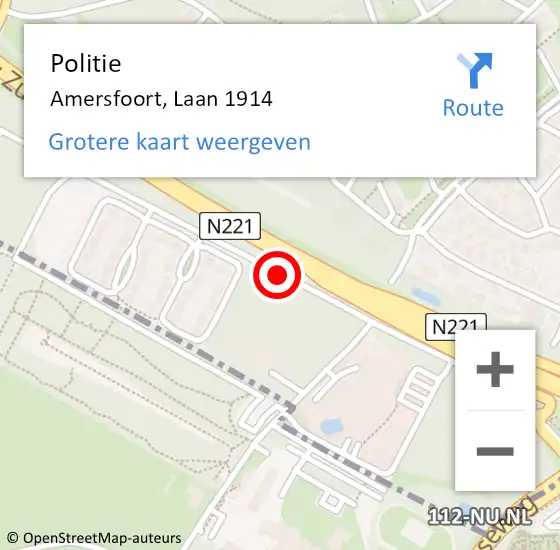 Locatie op kaart van de 112 melding: Politie Amersfoort, Laan 1914 op 28 april 2018 13:17