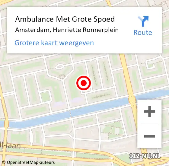 Locatie op kaart van de 112 melding: Ambulance Met Grote Spoed Naar Amsterdam, Henriette Ronnerplein op 28 april 2018 13:22