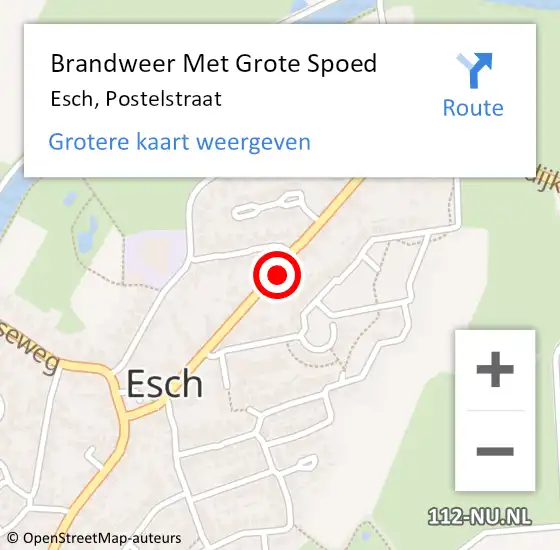 Locatie op kaart van de 112 melding: Brandweer Met Grote Spoed Naar Esch, Postelstraat op 28 april 2018 13:34