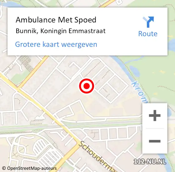 Locatie op kaart van de 112 melding: Ambulance Met Spoed Naar Bunnik, Koningin Emmastraat op 28 april 2018 13:50