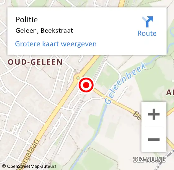 Locatie op kaart van de 112 melding: Politie Geleen, Beekstraat op 28 april 2018 15:06