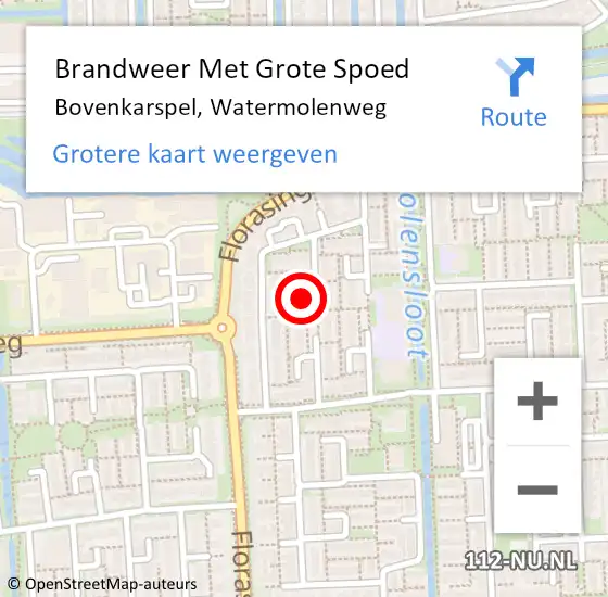 Locatie op kaart van de 112 melding: Brandweer Met Grote Spoed Naar Bovenkarspel, Watermolenweg op 23 februari 2014 16:53