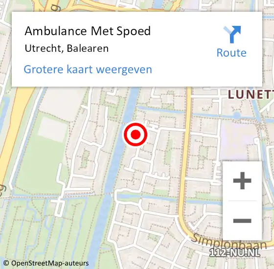 Locatie op kaart van de 112 melding: Ambulance Met Spoed Naar Utrecht, Balearen op 28 april 2018 17:14