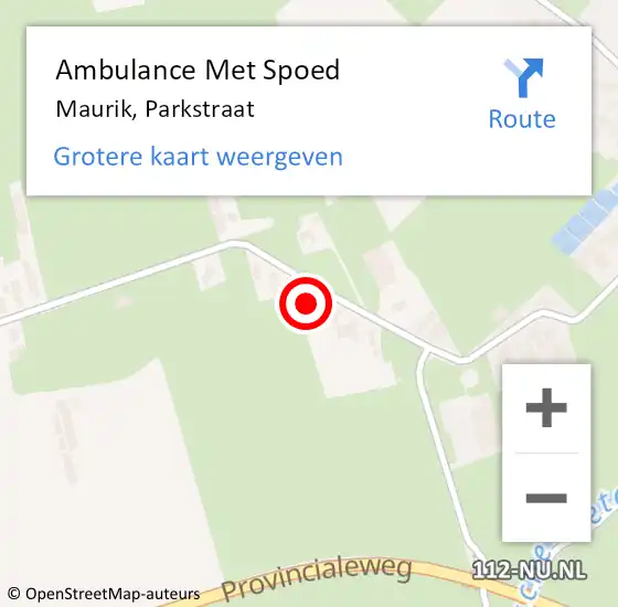 Locatie op kaart van de 112 melding: Ambulance Met Spoed Naar Maurik, Parkstraat op 28 april 2018 17:22