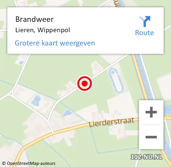 Locatie op kaart van de 112 melding: Brandweer Lieren, Wippenpol op 28 april 2018 17:55