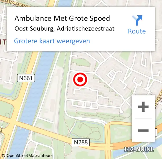 Locatie op kaart van de 112 melding: Ambulance Met Grote Spoed Naar Oost-Souburg, Adriatischezeestraat op 28 april 2018 18:22
