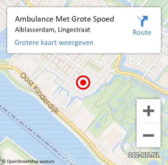 Locatie op kaart van de 112 melding: Ambulance Met Grote Spoed Naar Alblasserdam, Lingestraat op 28 april 2018 18:55