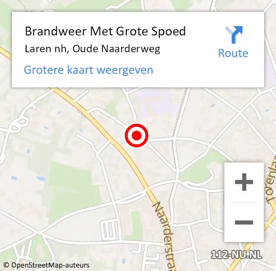 Locatie op kaart van de 112 melding: Brandweer Met Grote Spoed Naar Laren nh, Oude Naarderweg op 28 april 2018 20:10