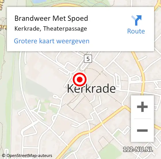 Locatie op kaart van de 112 melding: Brandweer Met Spoed Naar Kerkrade, Theaterpassage op 28 april 2018 20:16