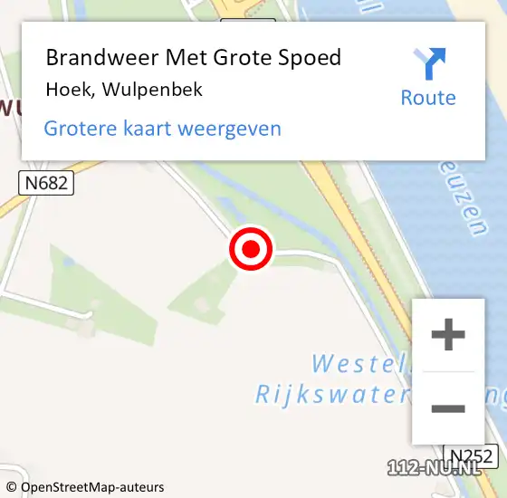 Locatie op kaart van de 112 melding: Brandweer Met Grote Spoed Naar Hoek, Wulpenbek op 28 april 2018 20:36