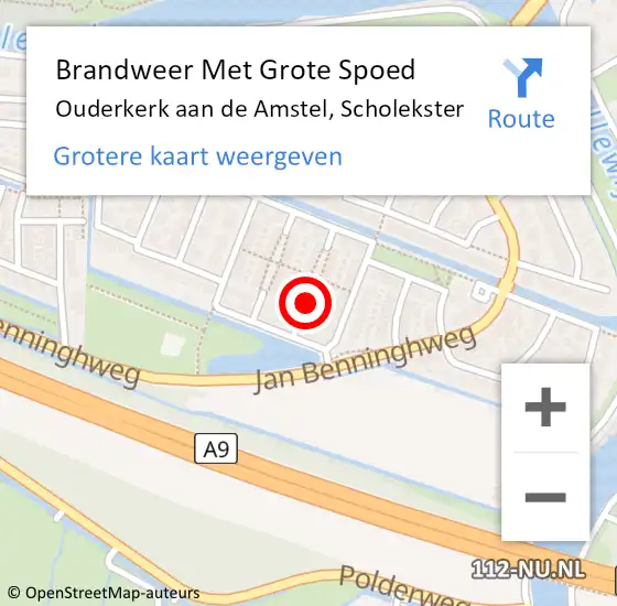 Locatie op kaart van de 112 melding: Brandweer Met Grote Spoed Naar Ouderkerk aan de Amstel, Scholekster op 28 april 2018 20:37