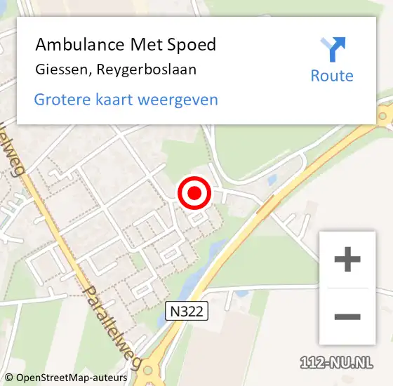 Locatie op kaart van de 112 melding: Ambulance Met Spoed Naar Giessen, Reygerboslaan op 28 april 2018 20:48