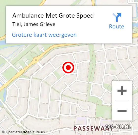 Locatie op kaart van de 112 melding: Ambulance Met Grote Spoed Naar Tiel, James Grieve op 28 april 2018 21:14