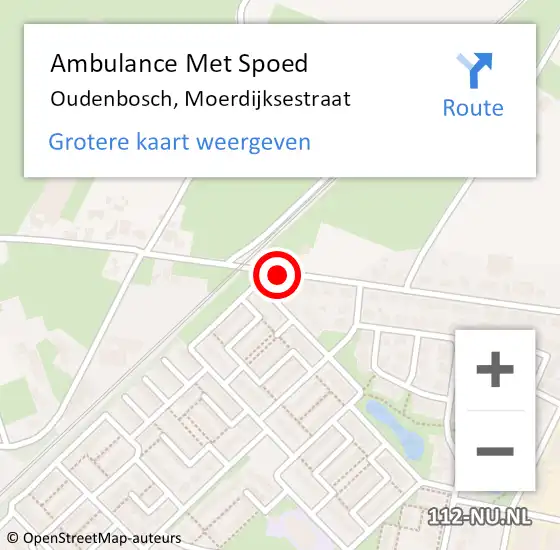 Locatie op kaart van de 112 melding: Ambulance Met Spoed Naar Oudenbosch, Moerdijksestraat op 28 april 2018 21:15